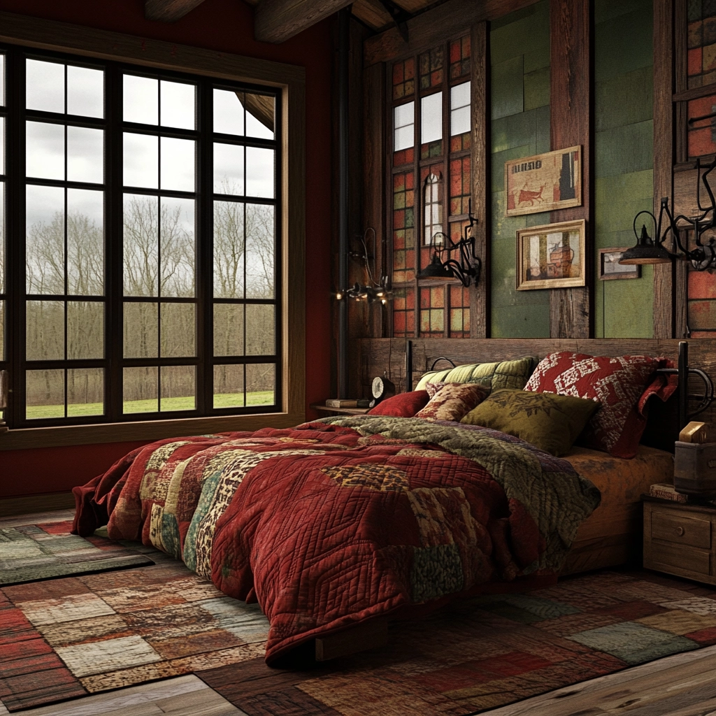 industrial farmhouse bedroom 34