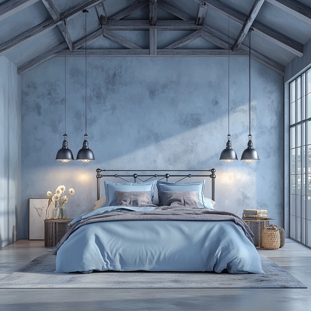 light blue farmhouse bedroom 33