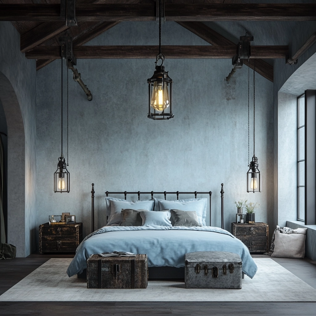 light blue farmhouse bedroom 35