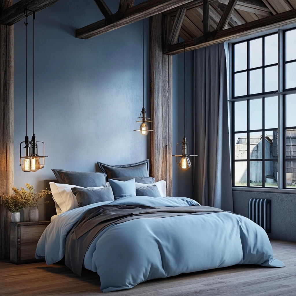 light blue farmhouse bedroom 36