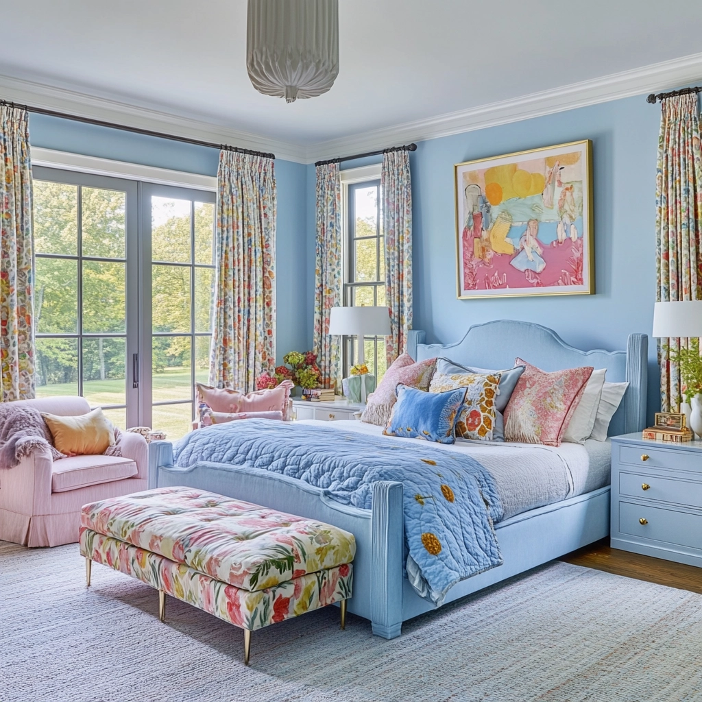 light blue farmhouse bedroom 38