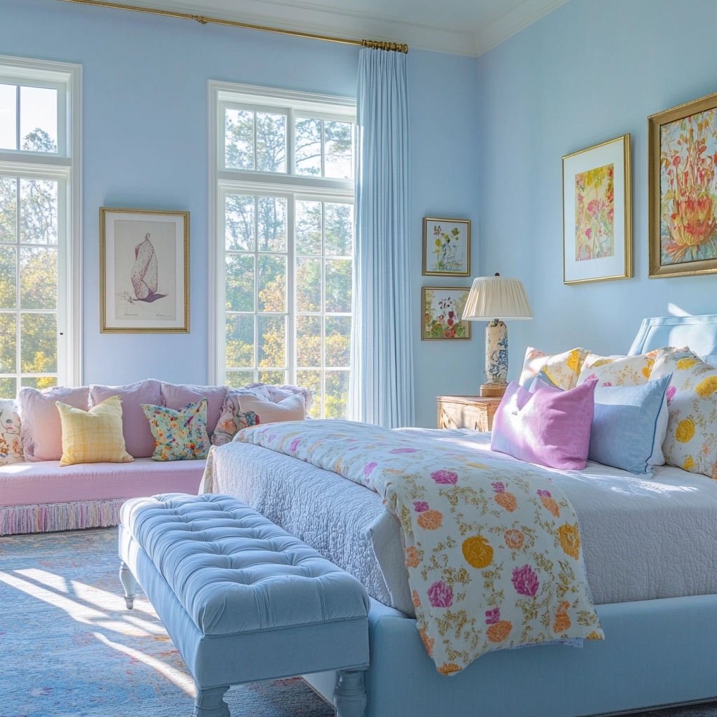 light blue farmhouse bedroom 39