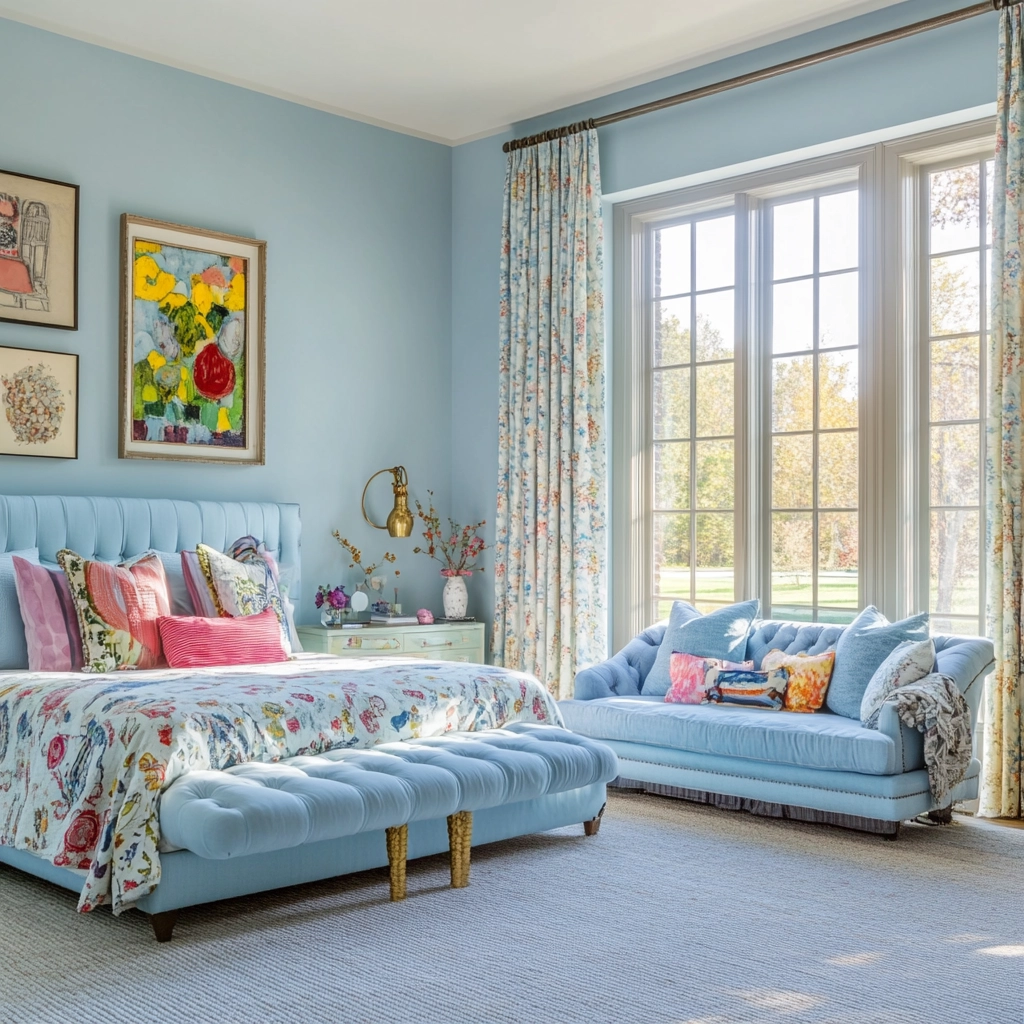 light blue farmhouse bedroom 40