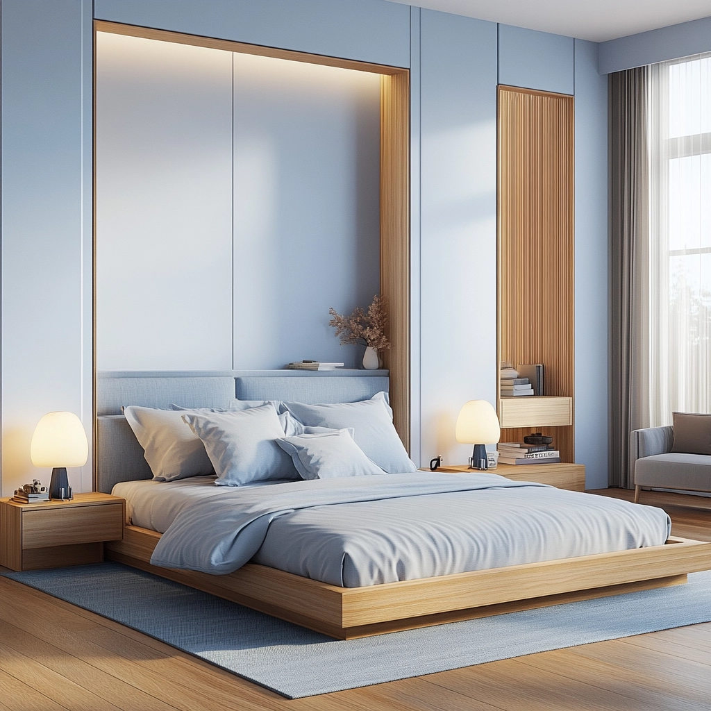 light blue farmhouse bedroom 52