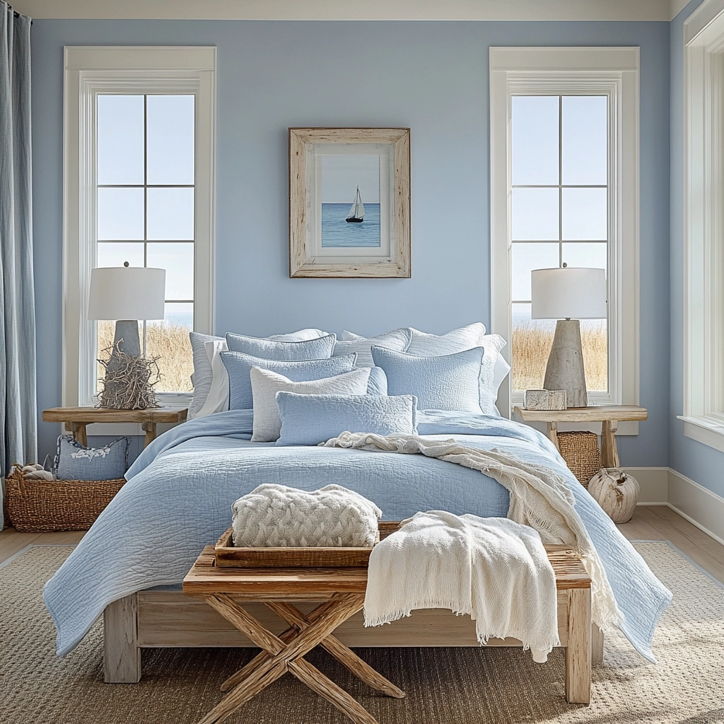 light blue farmhouse bedroom 58