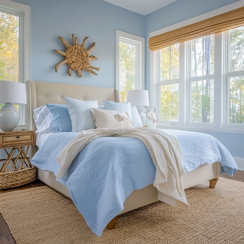 light blue farmhouse bedroom 59