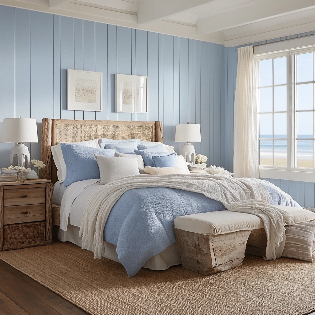 light blue farmhouse bedroom 60