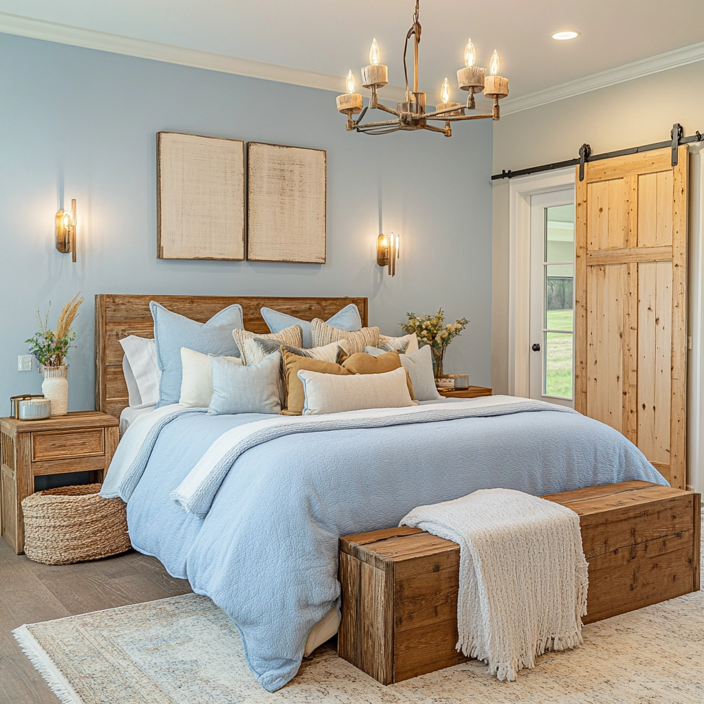 light blue farmhouse bedroom 67