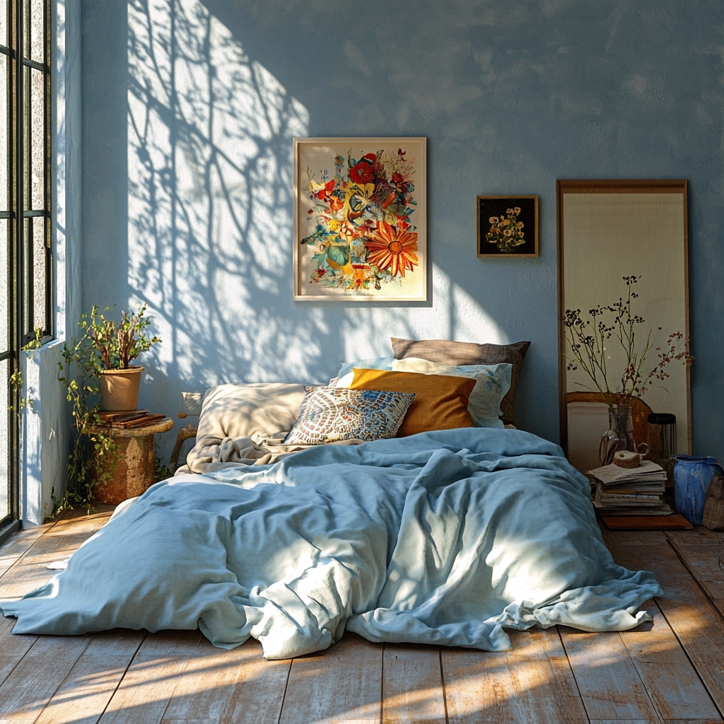 light blue farmhouse bedroom 77