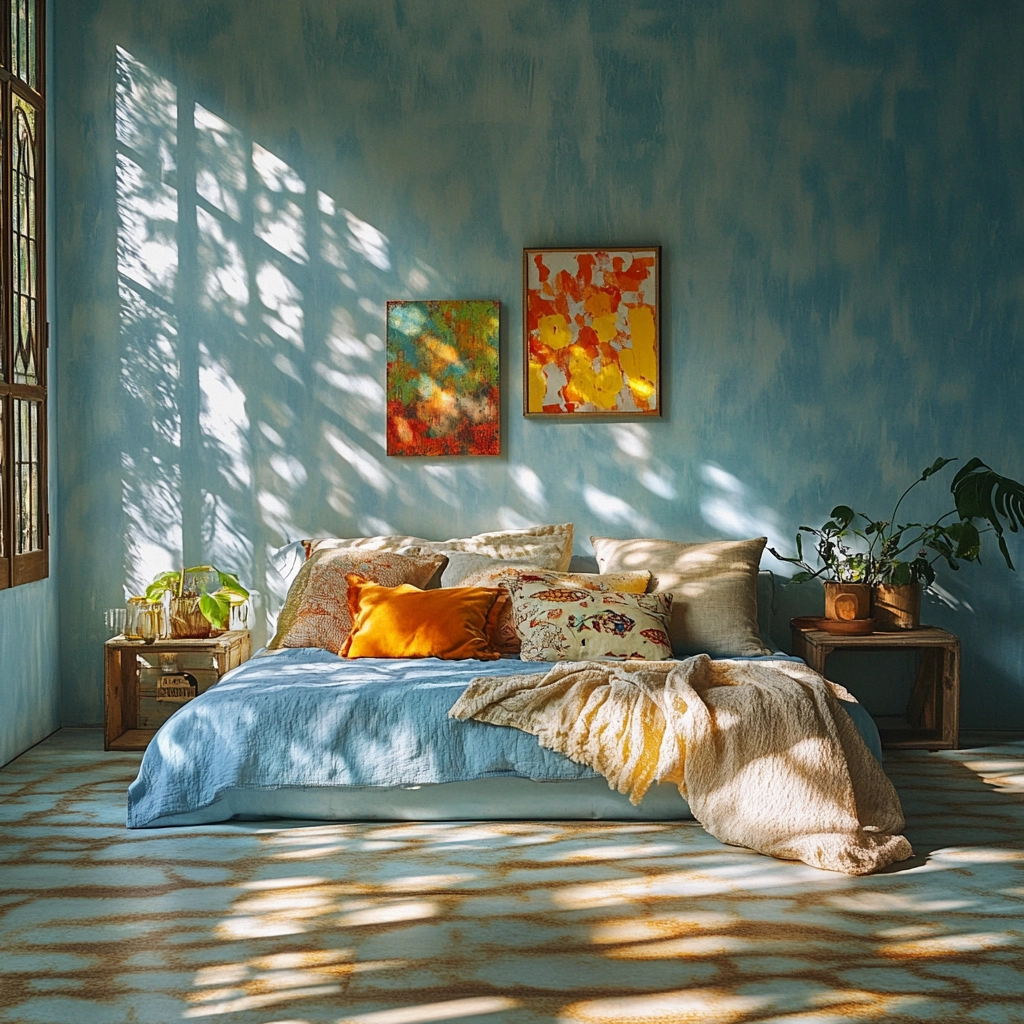 light blue farmhouse bedroom 78