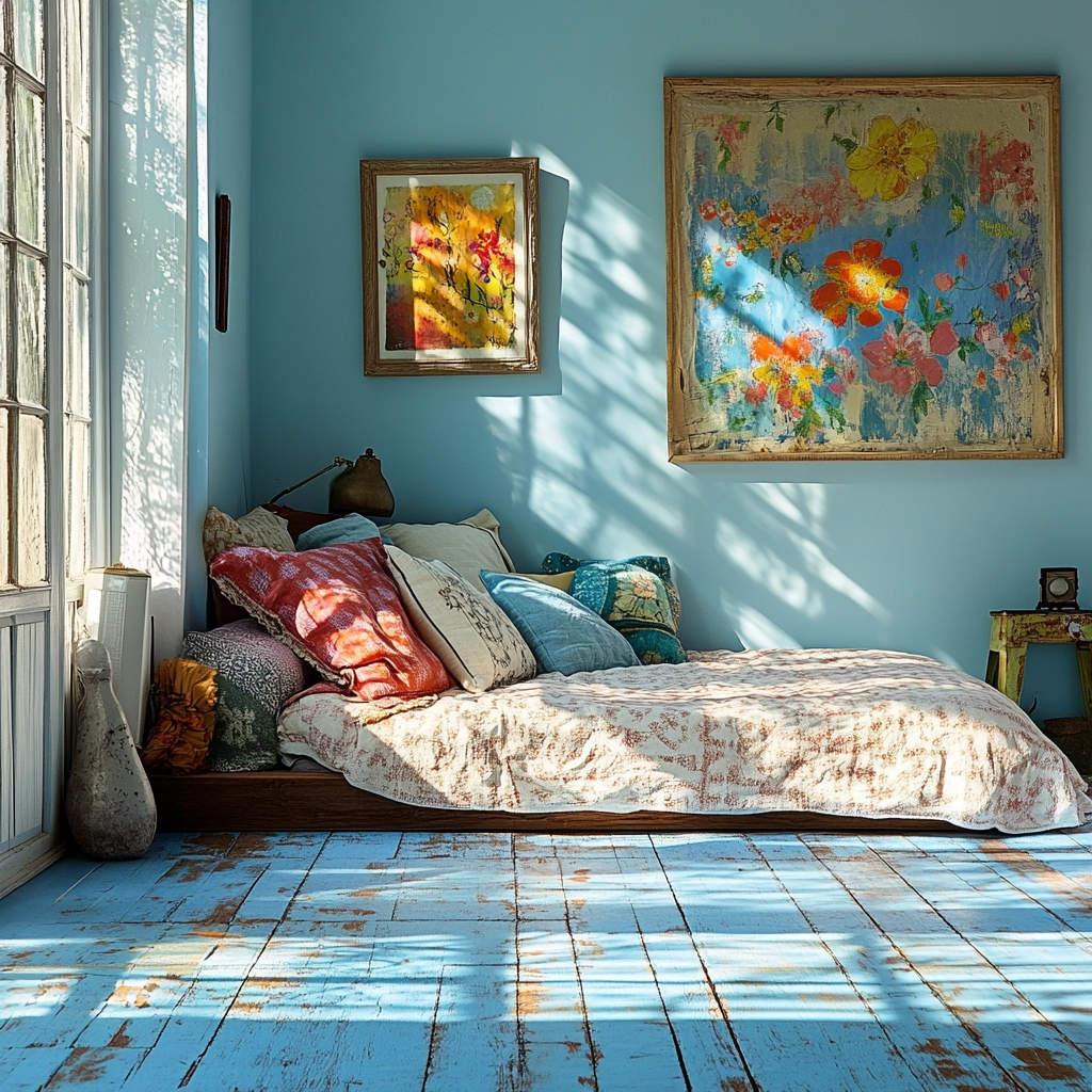 light blue farmhouse bedroom 79