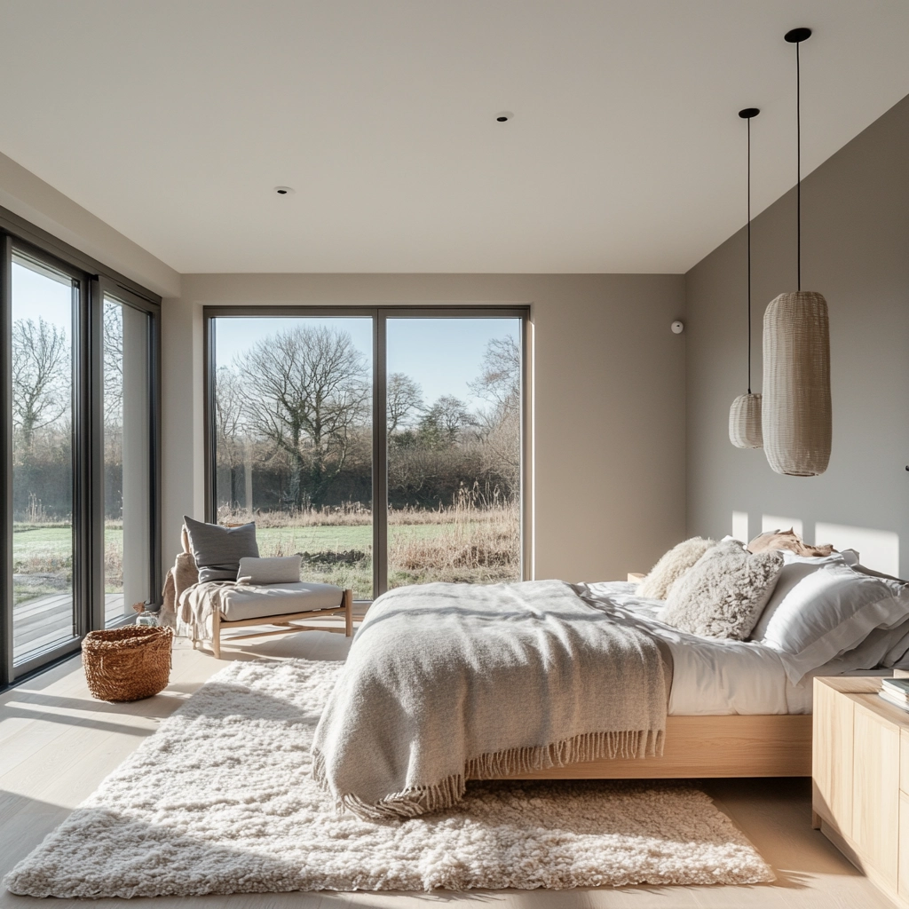 modern farmhouse bedroom master suite vaulted ceilings 12