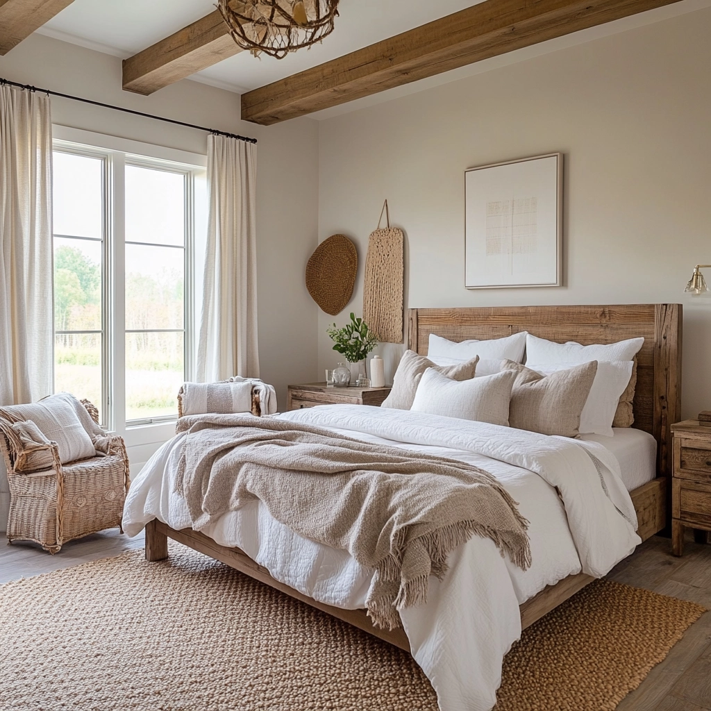 modern farmhouse bedroom master suite vaulted ceilings 2