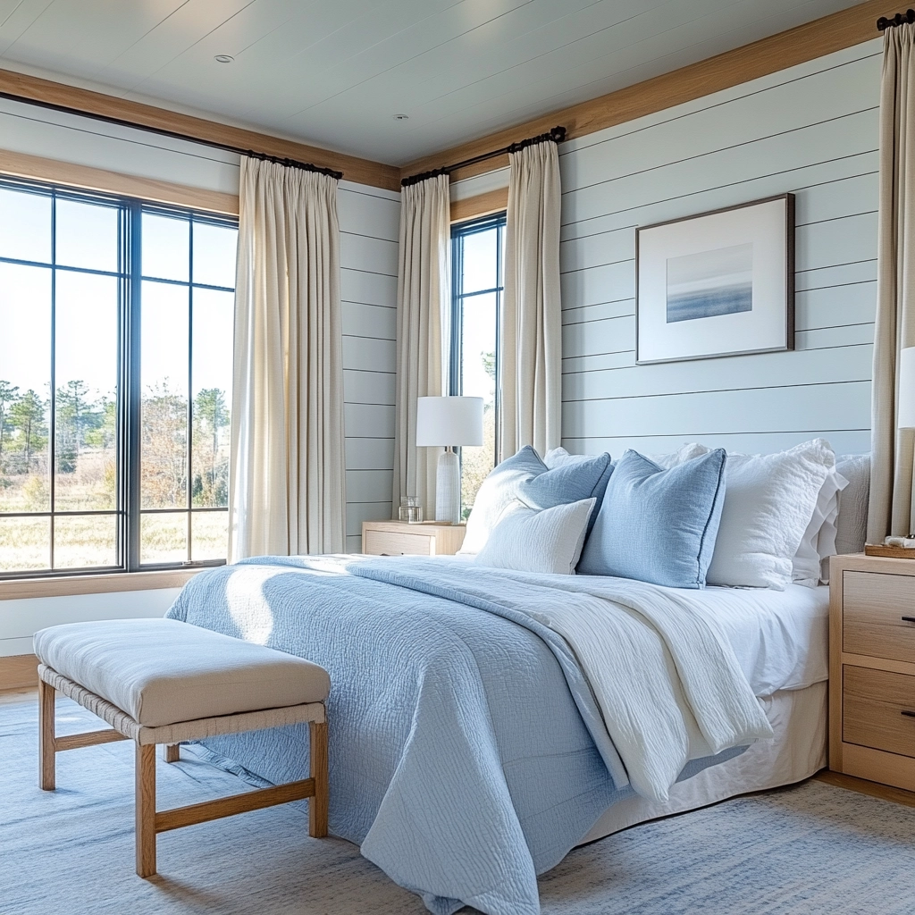 modern farmhouse bedroom master suite vaulted ceilings 31