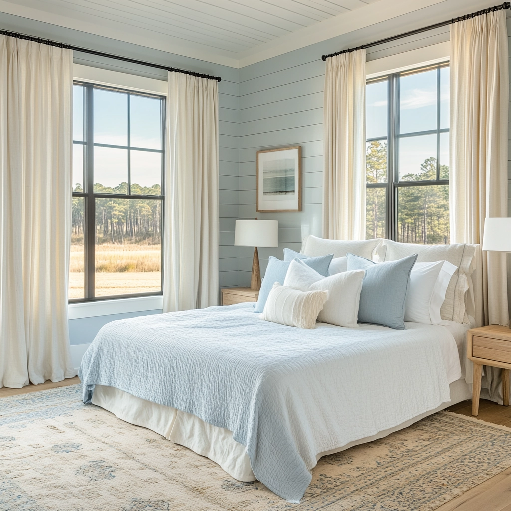modern farmhouse bedroom master suite vaulted ceilings 32