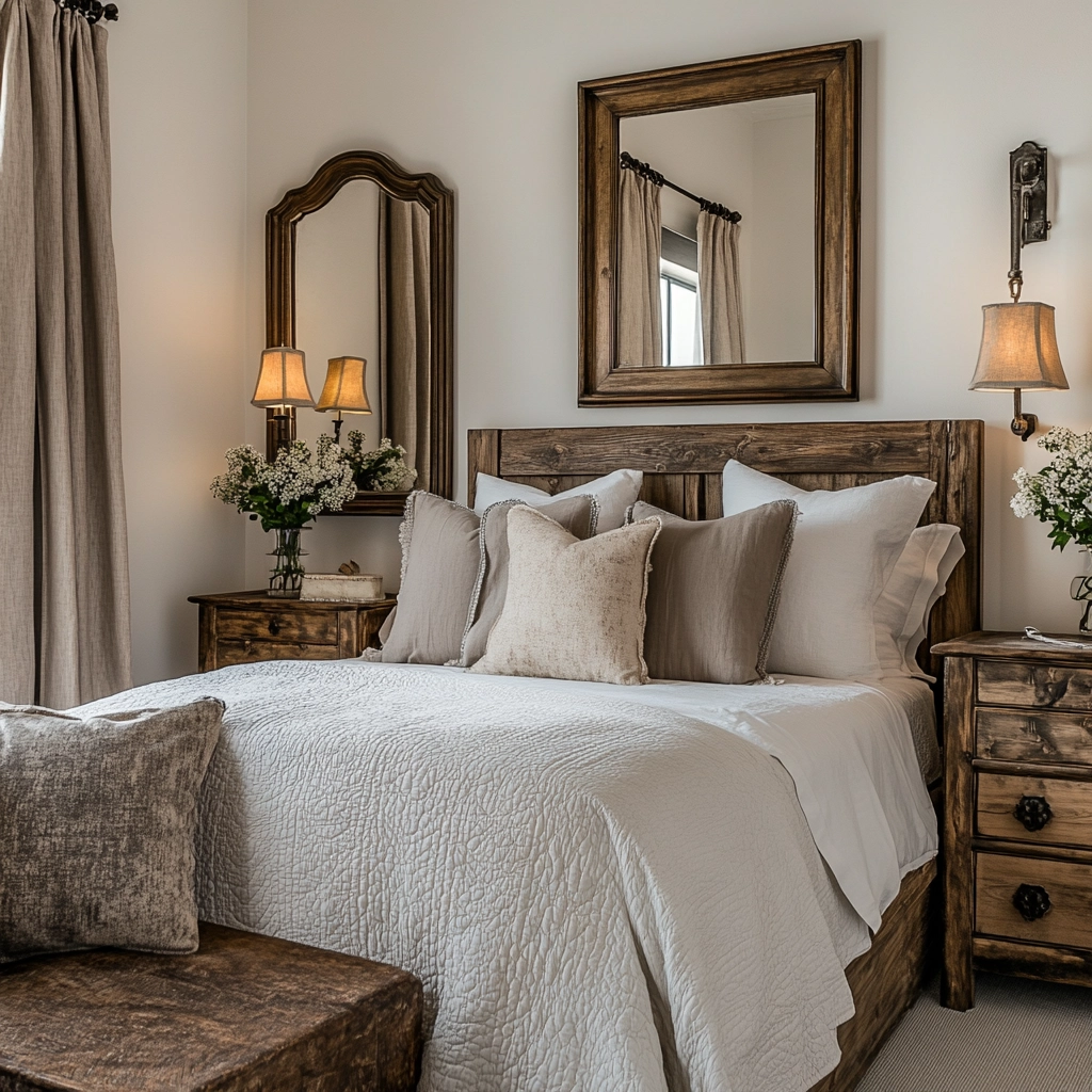 modern farmhouse bedroom master suite vaulted ceilings 43