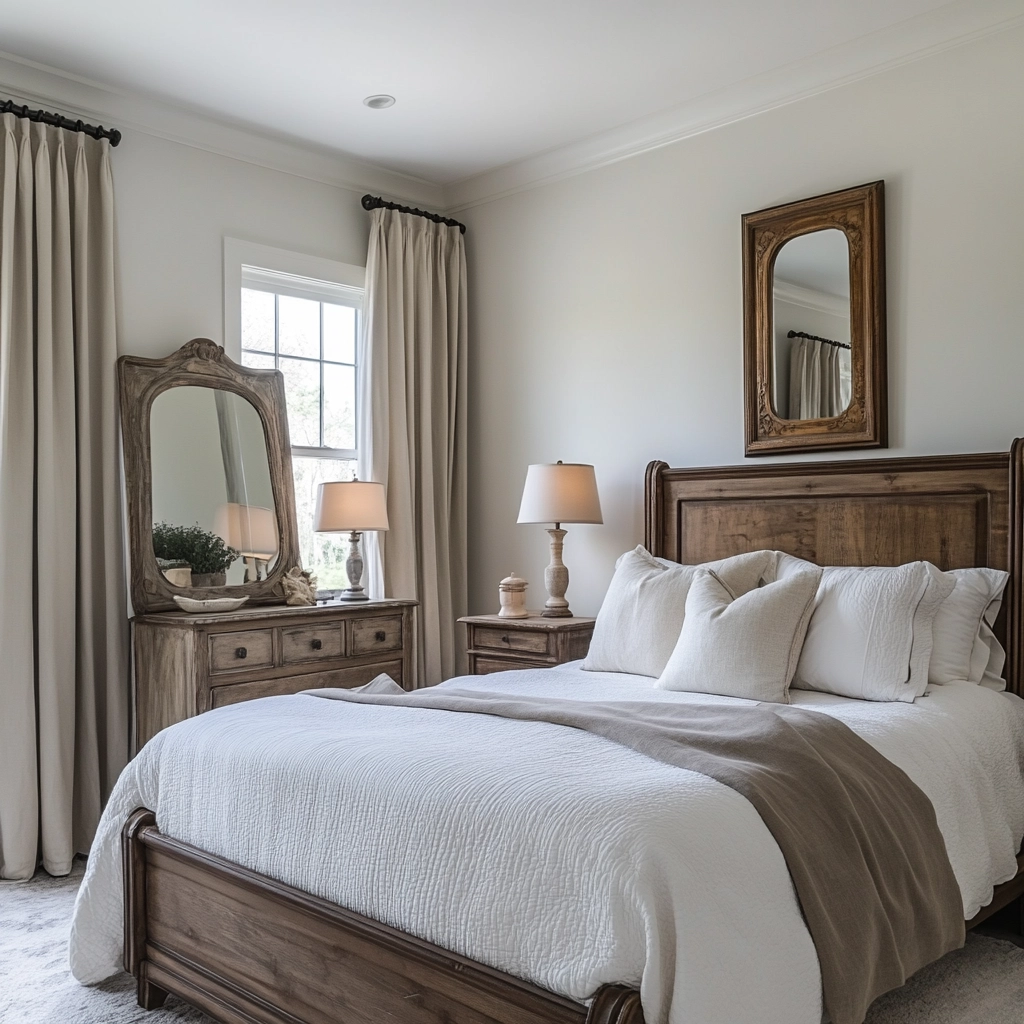 modern farmhouse bedroom master suite vaulted ceilings 44