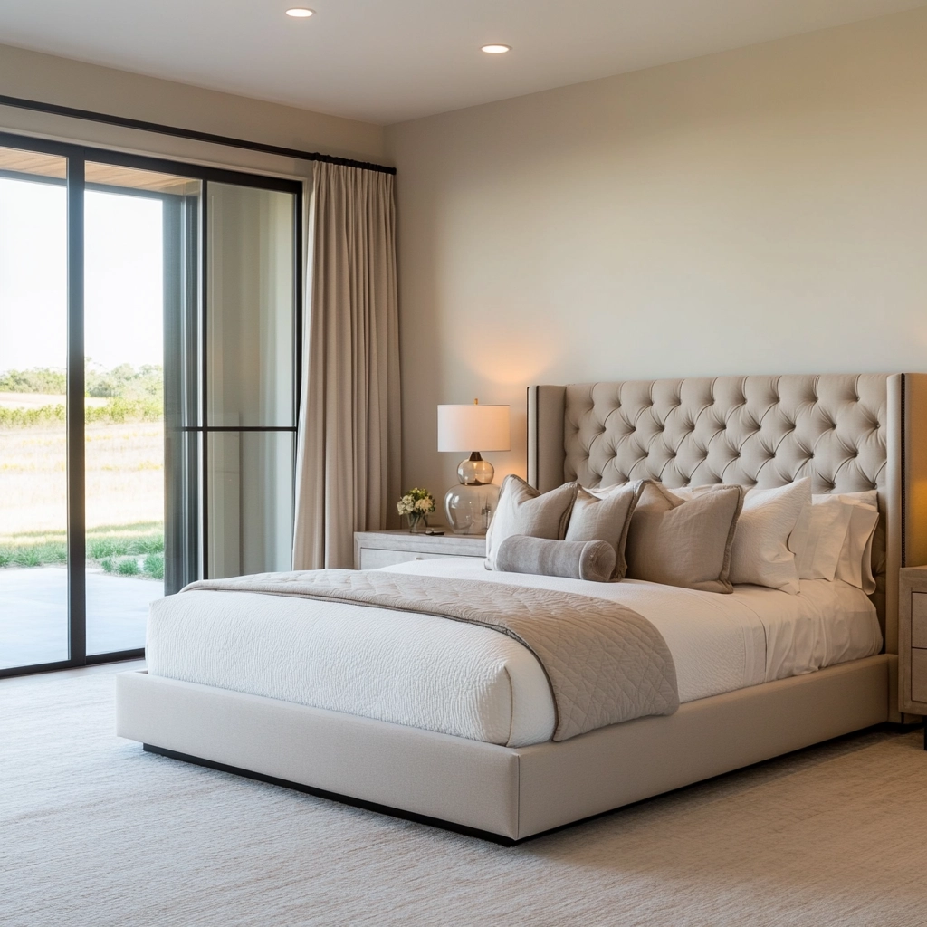 modern farmhouse bedroom master suite vaulted ceilings 6