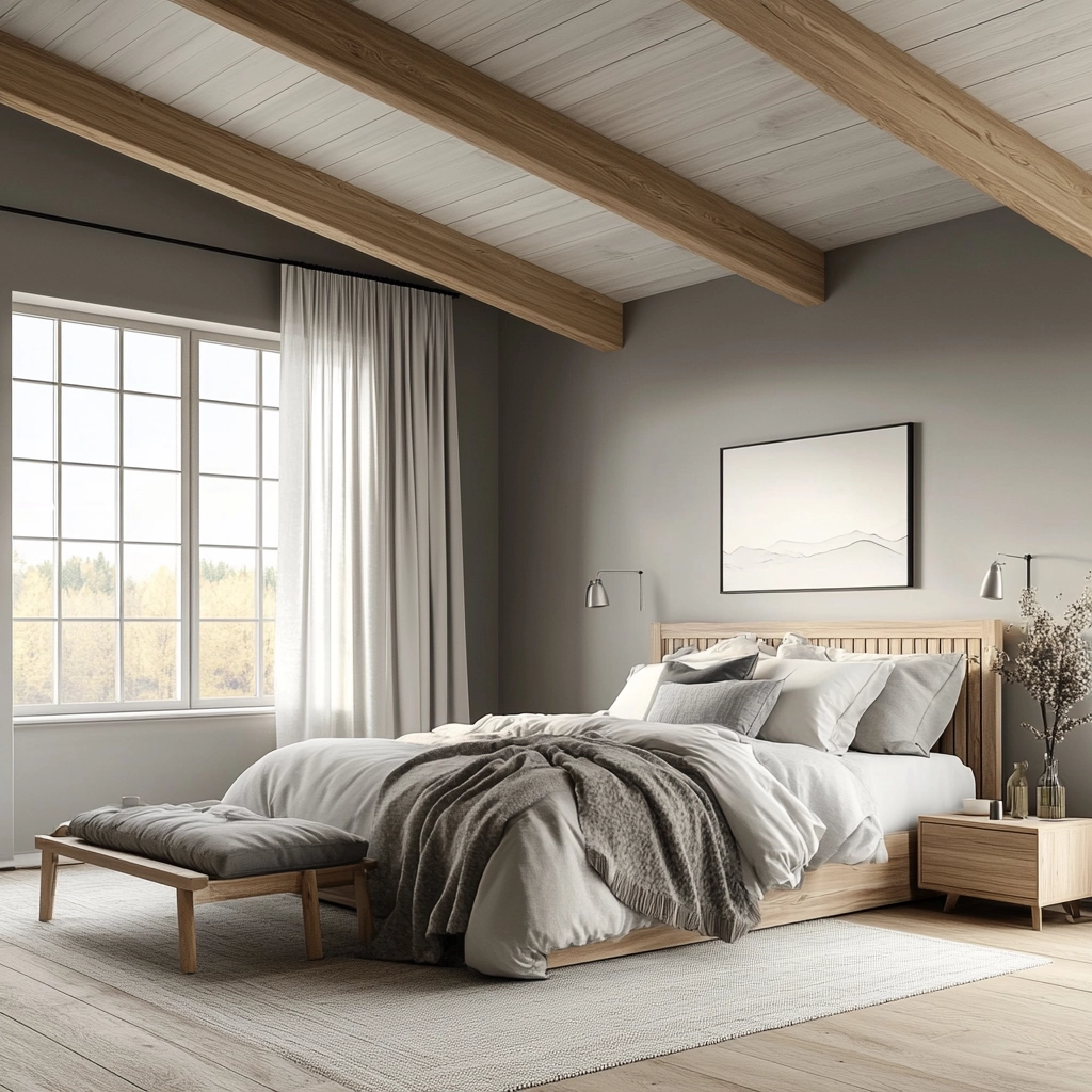 modern farmhouse bedroom master suite vaulted ceilings 9