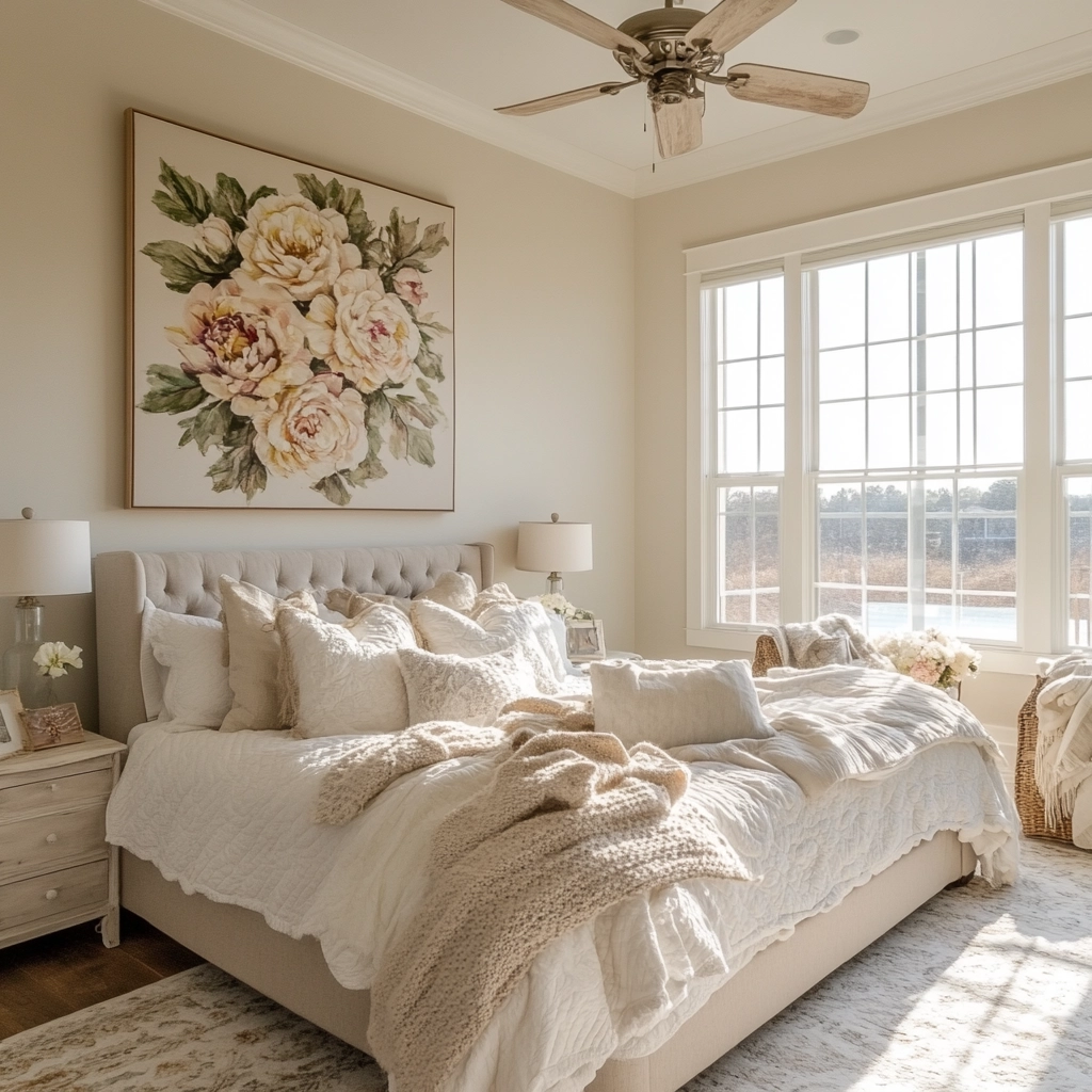 modern farmhouse bedroom master suite wall decor 17