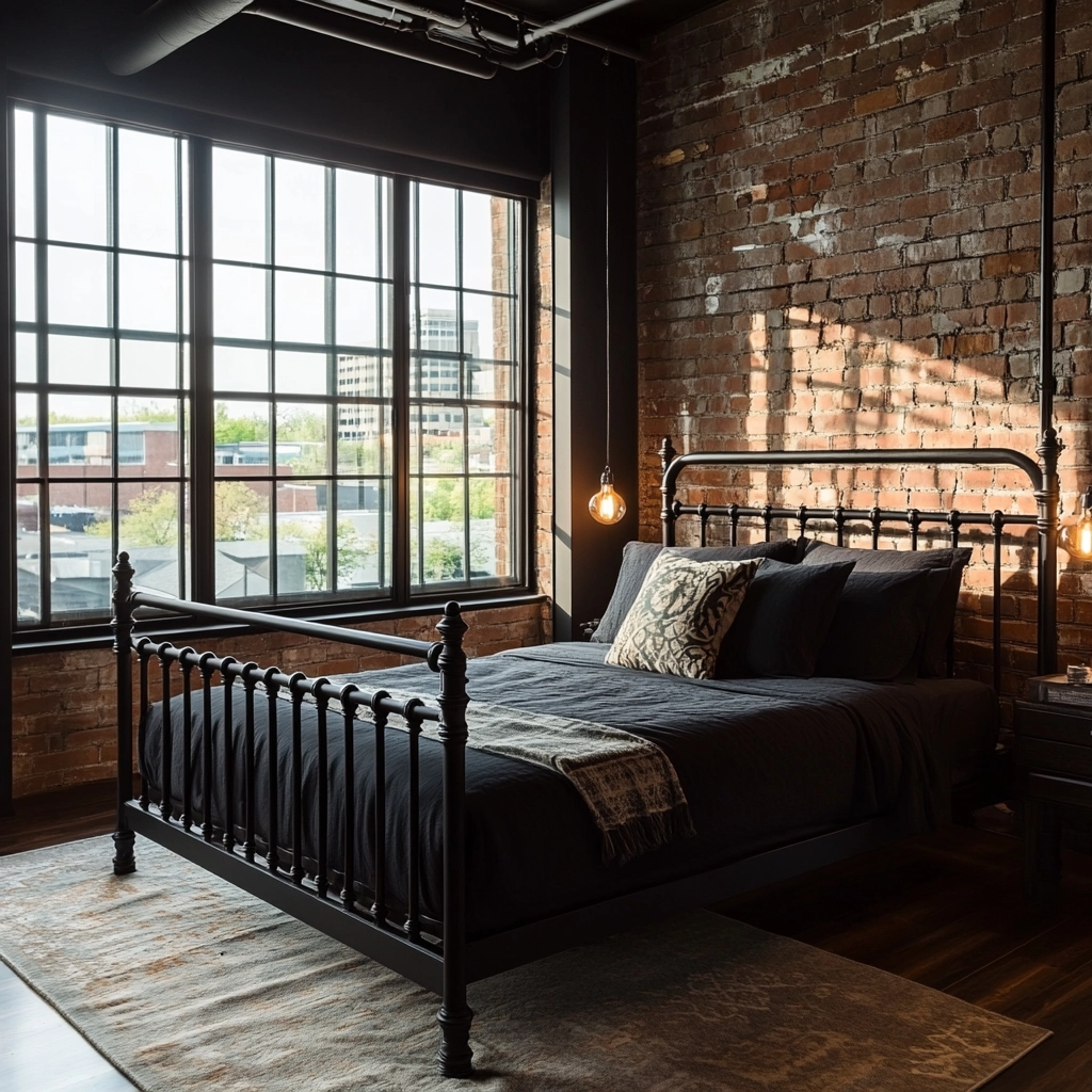 modern farmhouse bedroom master suite with black furniture 16