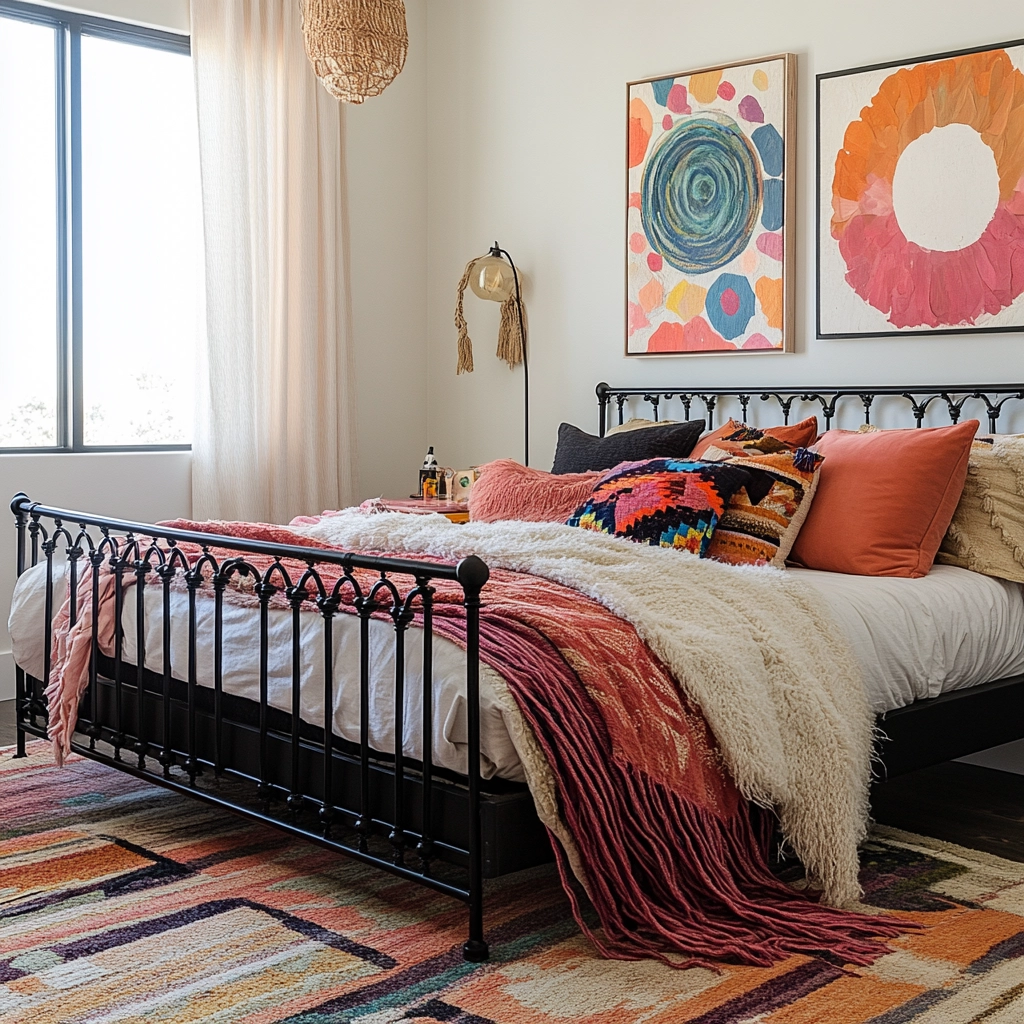 modern farmhouse bedroom master suite with black furniture 17