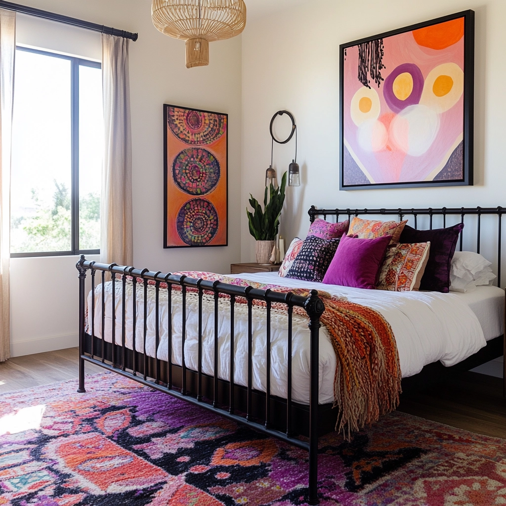 modern farmhouse bedroom master suite with black furniture 19
