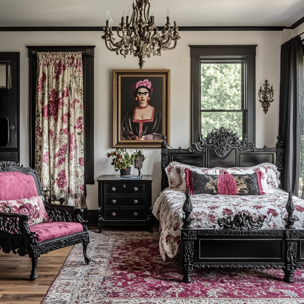 modern farmhouse bedroom master suite with black furniture 30