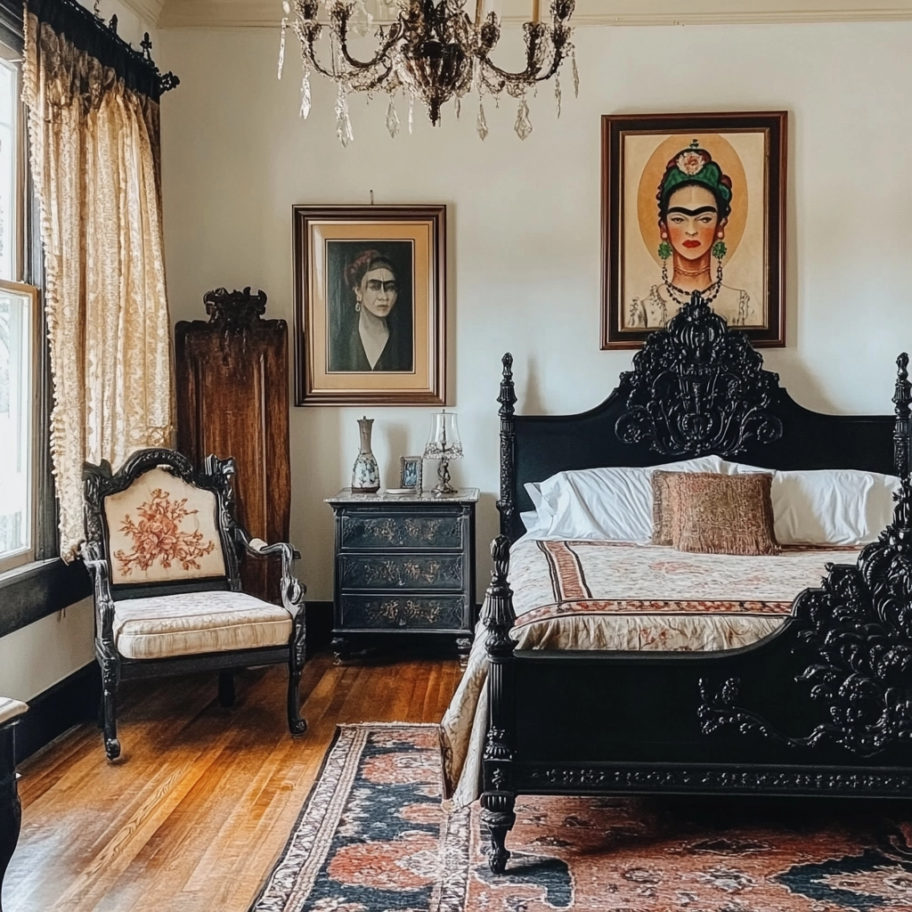 modern farmhouse bedroom master suite with black furniture 31