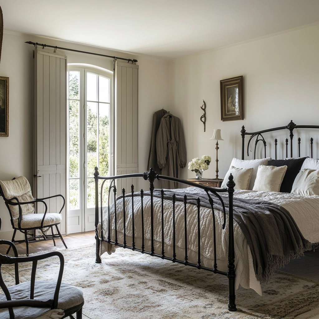 modern farmhouse bedroom master suite with black furniture 40