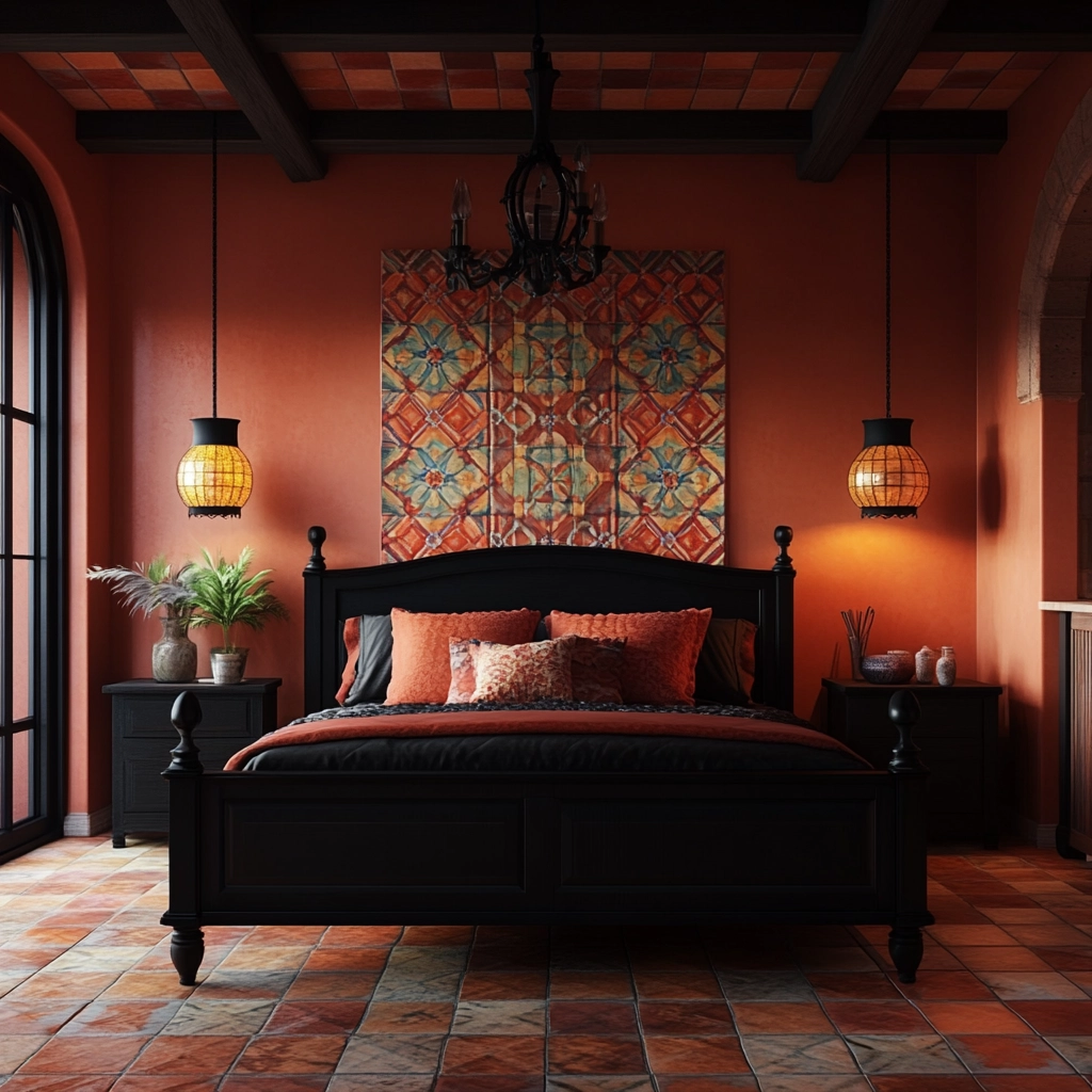 modern farmhouse bedroom master suite with black furniture 46