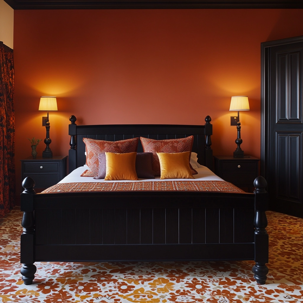 modern farmhouse bedroom master suite with black furniture 48