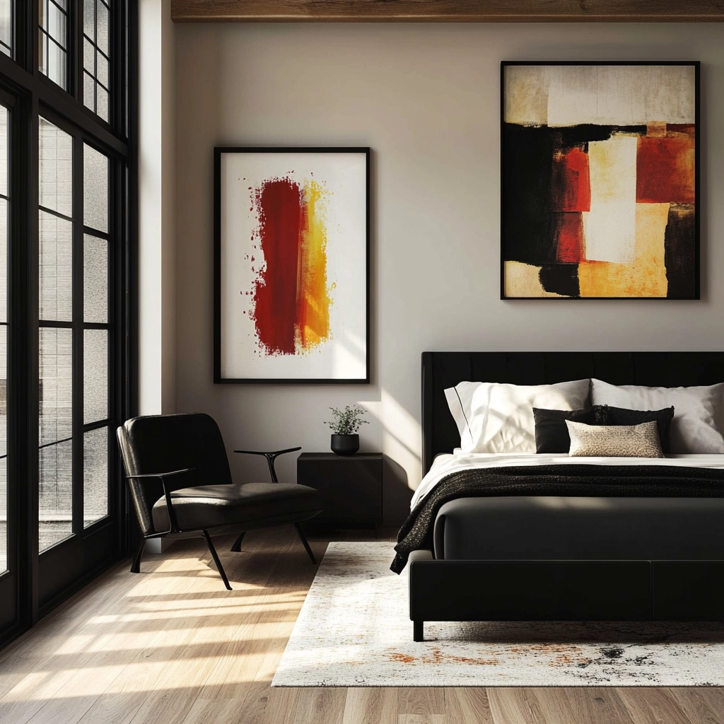 modern farmhouse bedroom master suite with black furniture 52