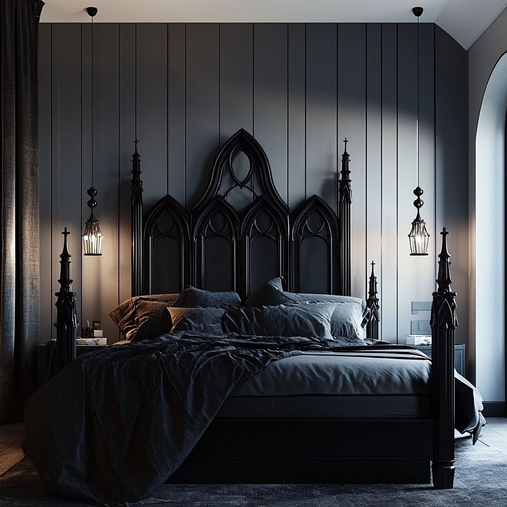 modern farmhouse bedroom master suite with black furniture 54