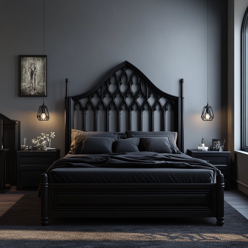 modern farmhouse bedroom master suite with black furniture 55