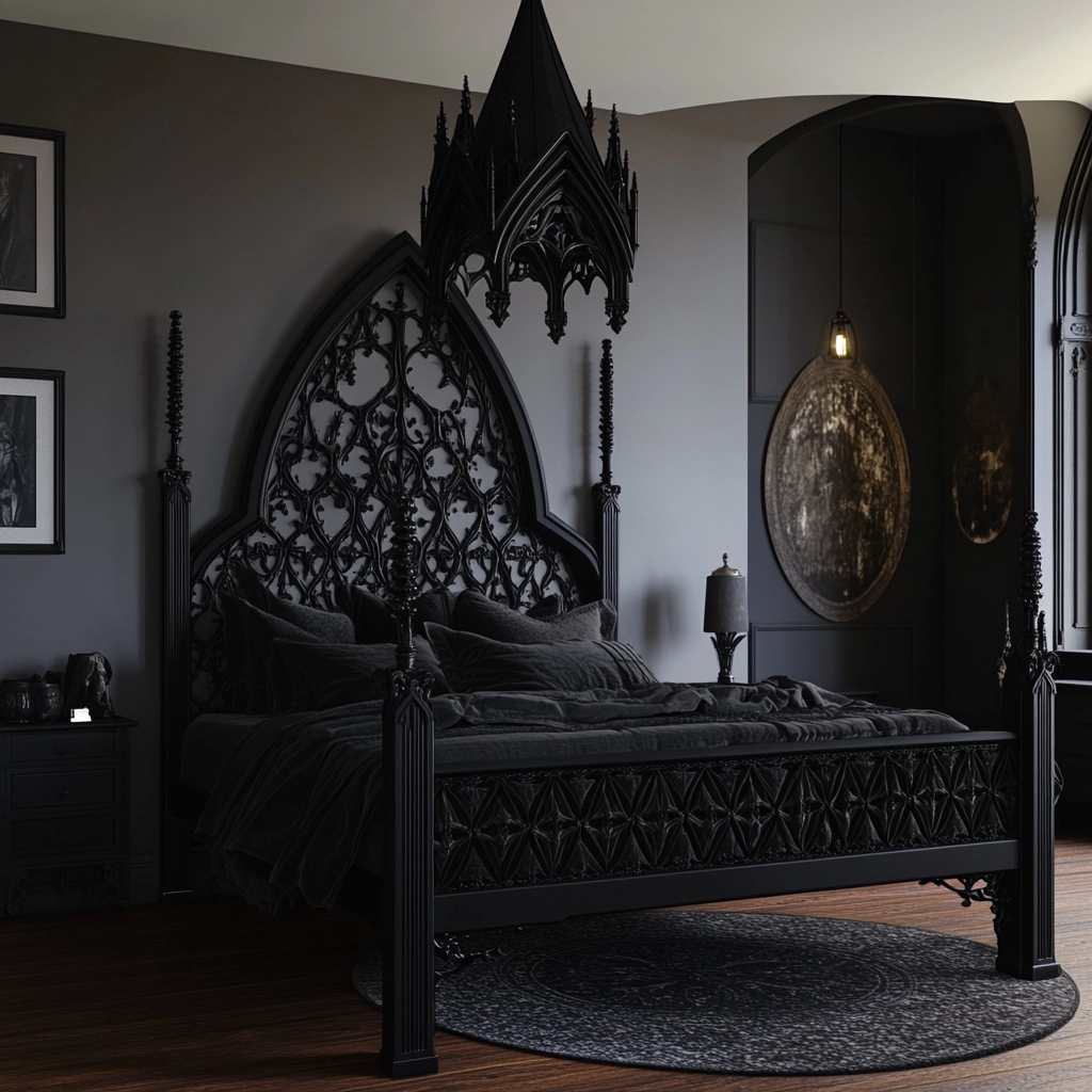 modern farmhouse bedroom master suite with black furniture 56