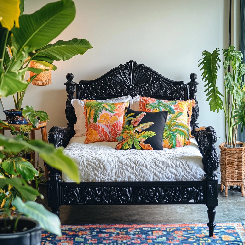 modern farmhouse bedroom master suite with black furniture 60