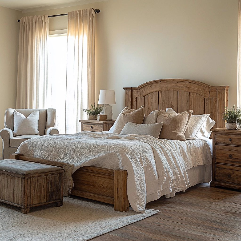 modern farmhouse master bed bedroom 2