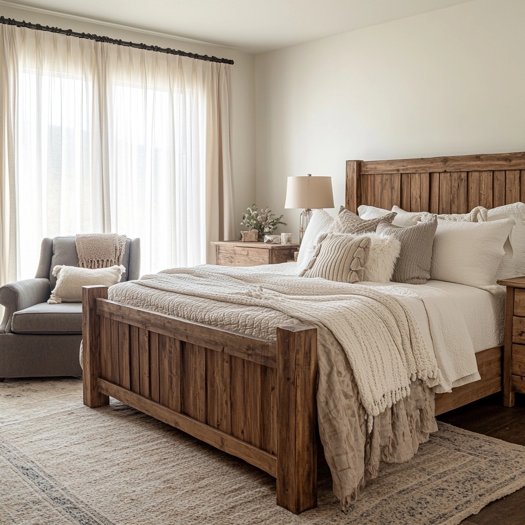 modern farmhouse master bed bedroom 3