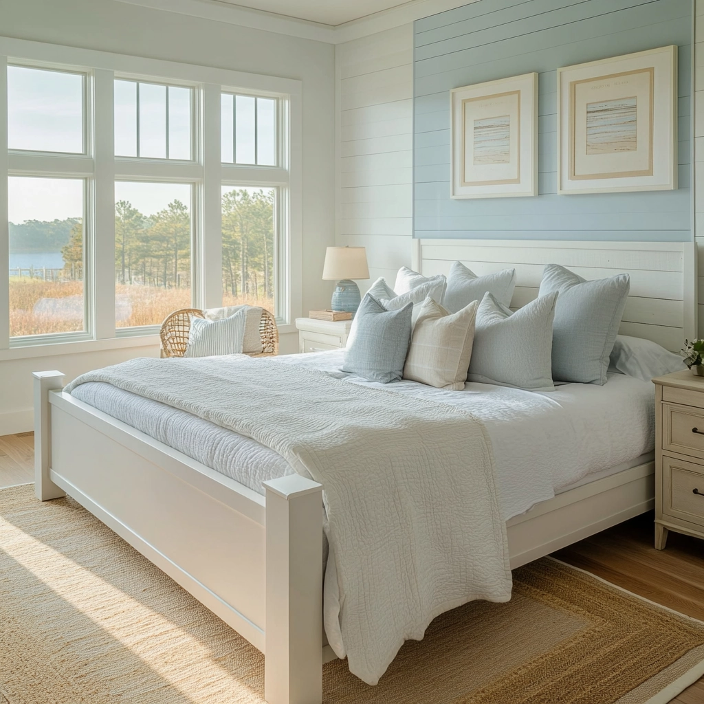 modern farmhouse master bed bedroom 33