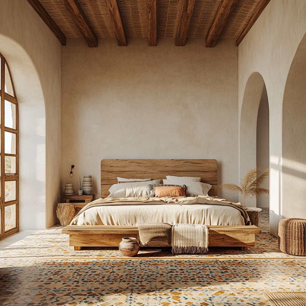 modern farmhouse master bed bedroom 49