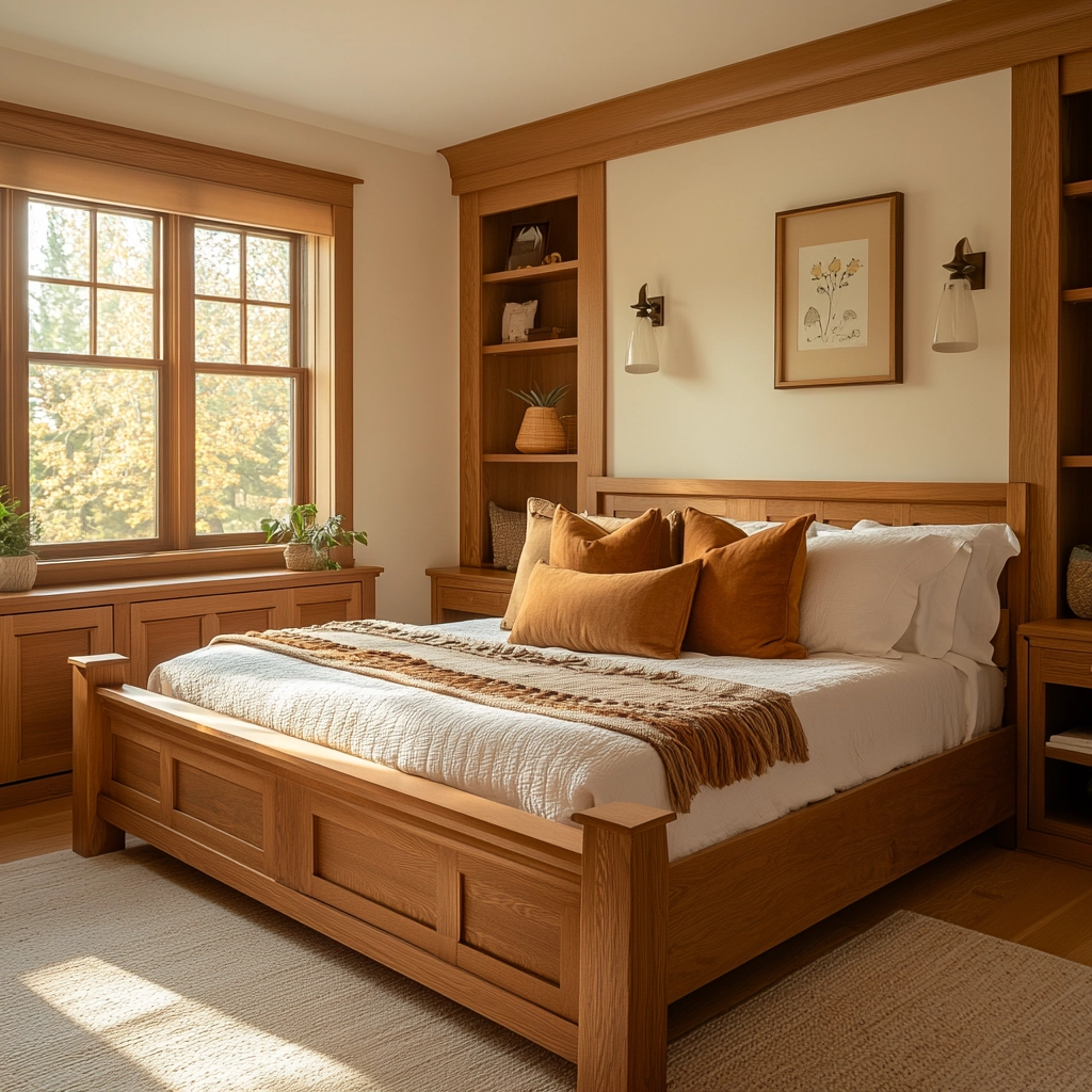 modern farmhouse master bed bedroom 57