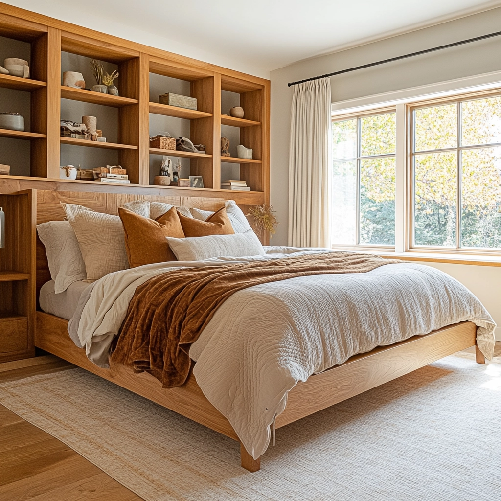 modern farmhouse master bed bedroom 59
