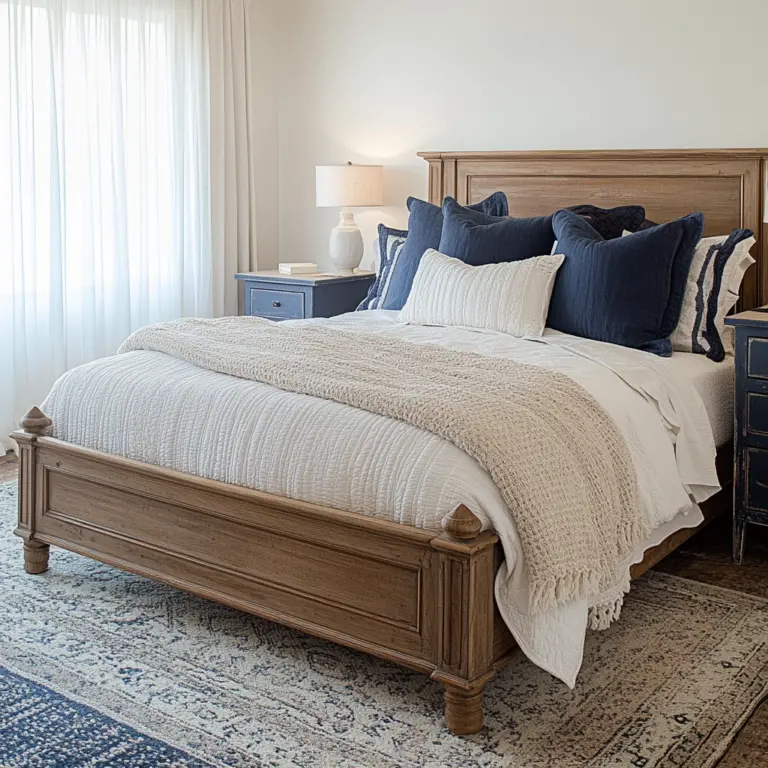 navy farmhouse bedroom 1