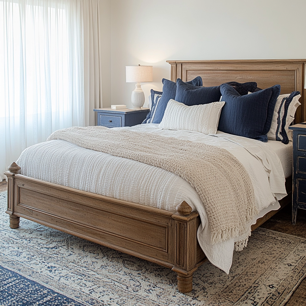 navy farmhouse bedroom 1