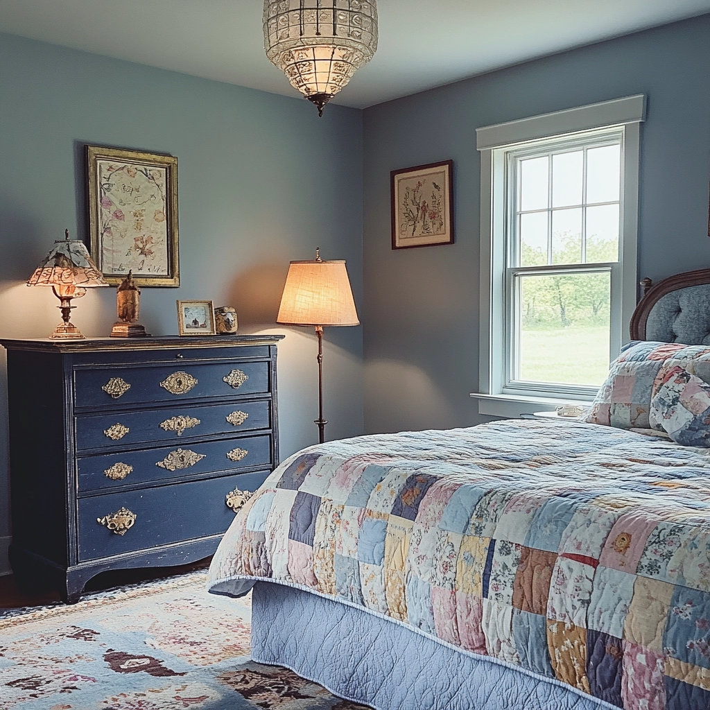 navy farmhouse bedroom 27