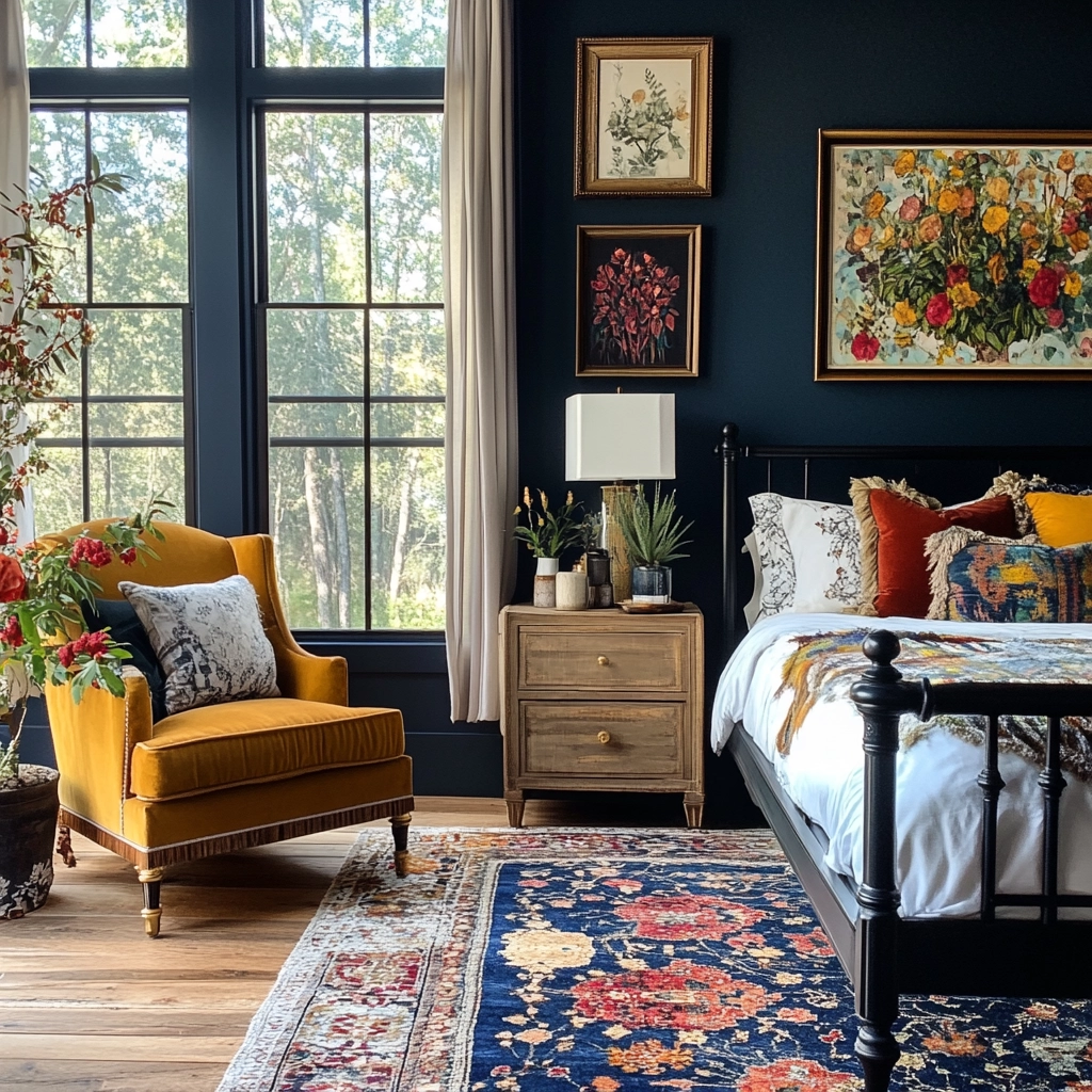 navy farmhouse bedroom 34