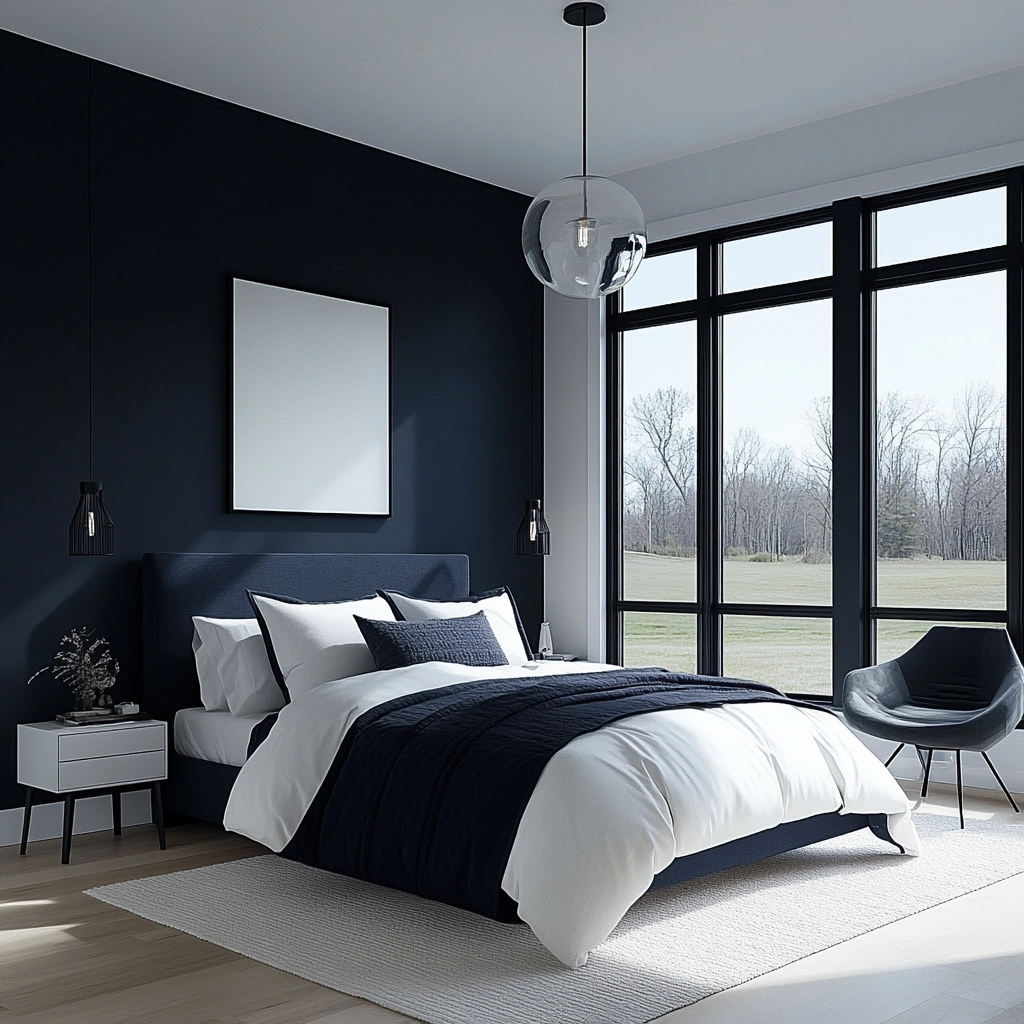 navy farmhouse bedroom 49