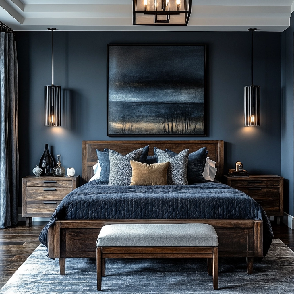 navy farmhouse bedroom 62