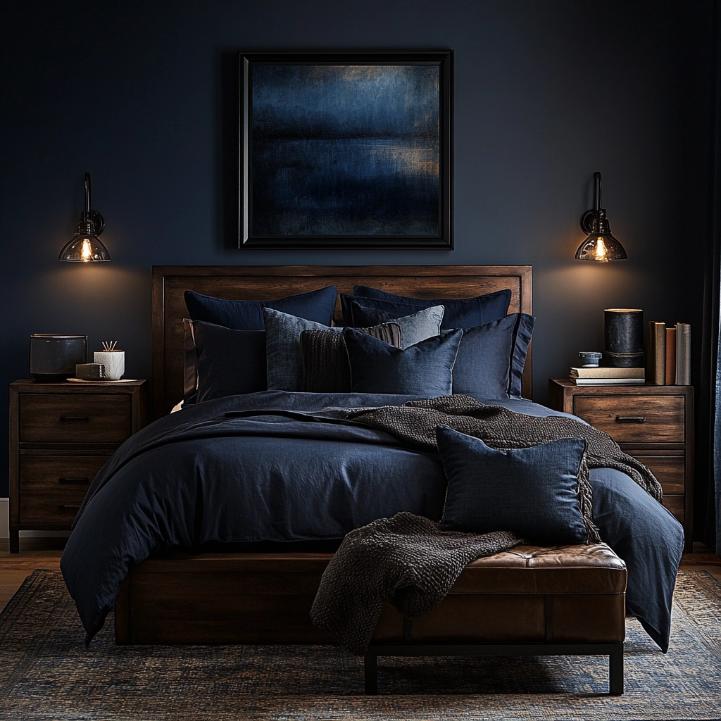 navy farmhouse bedroom 63